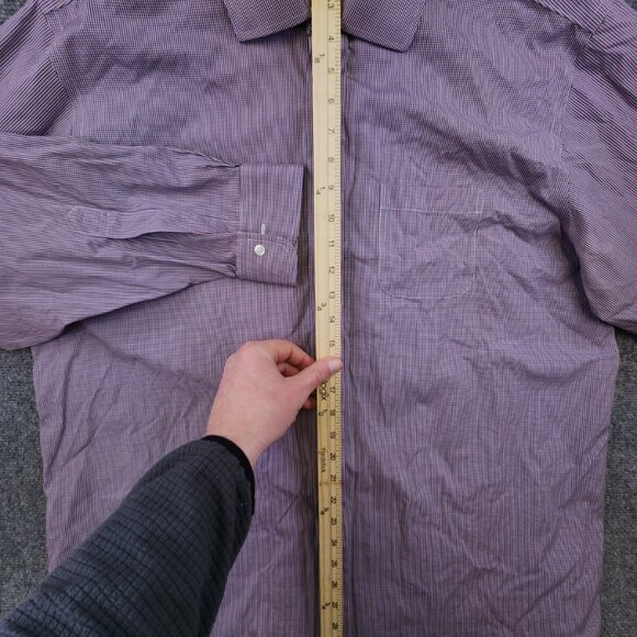 Brooks Brothers Madison Men's 17.5 35 Blue Red Plaid Long Sleeve Cotton Spandex - Picture 3 of 11